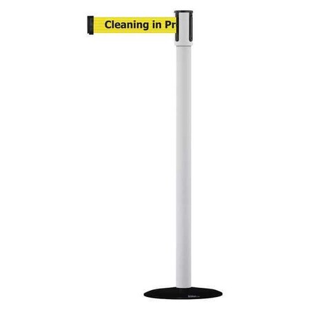 Barrier Post with Belt, 7 1/2 ft Length, 38 in Post Height, Cleaning in Progress MPN:890B-33-32-32-STD-NO-YCX-C