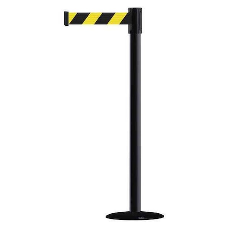 Barrier Post with Belt, Black, 13 ft Length, 38 in Post Height, No Legend, Basics MPN:890B-33-33-33-MAX-NO-D4X-C