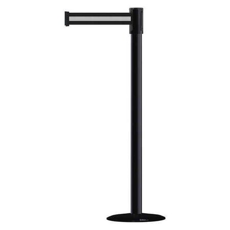 Barrier Post with Belt, Black, 13 ft Length, 38 in Post Height, No Legend, Basics MPN:890B-33-33-33-MAX-NO-S3X-C