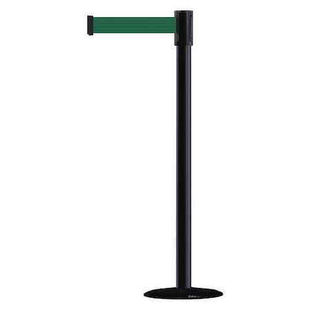 Barrier Post with Belt, Green, 7 1/2 ft Length, 38 in Post Height, No Legend, Stainless steel MPN:890B-33-33-33-STD-NO-G7X-C