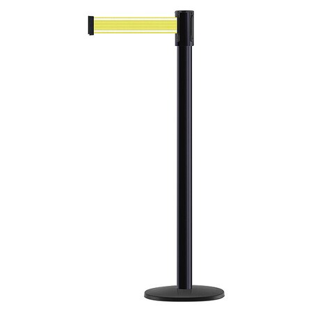 Barrier Post with Belt, Black, 7 1/2 ft Length, 38 in Post Height, No Legend, Powder Coated MPN:890B-33-33-33-STD-Y5-NV-C
