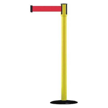 Barrier Post with Belt, Yellow, 13 ft Length, 38 in Post Height, No Legend MPN:890B-33-35-33-MAX-NO-R5X-C