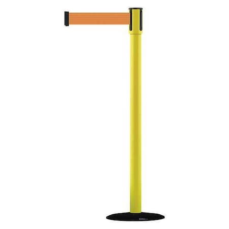 Barrier Post with Belt, Yellow, 7 1/2 ft Length, 38 in Post Height, No Legend MPN:890B-33-35-33-STD-NO-O5X-C