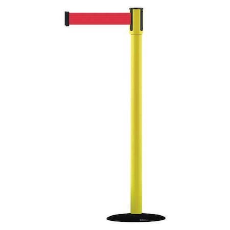 Barrier Post with Belt, Yellow, 7 1/2 ft Length, 38 in Post Height, No Legend MPN:890B-33-35-33-STD-NO-R5X-C