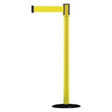 Barrier Post with Belt, Yellow, 7 1/2 ft Length, 38 in Post Height, No Legend MPN:890B-33-35-33-STD-NO-Y5X-C