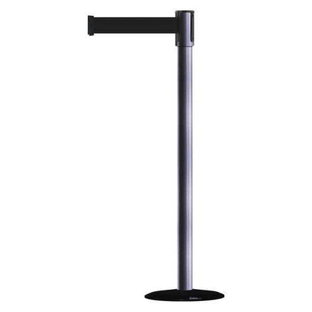 Barrier Post with Belt, Black, 13 ft Length, 38 in Post Height, No Legend, Basics MPN:890B-33-73-73-MAX-NO-B9X-C