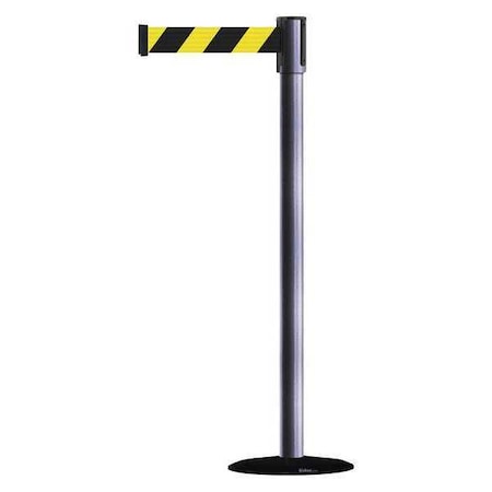 Barrier Post with Belt, Black, 13 ft Length, 38 in Post Height, No Legend, Basics MPN:890B-33-73-73-MAX-NO-D4X-C