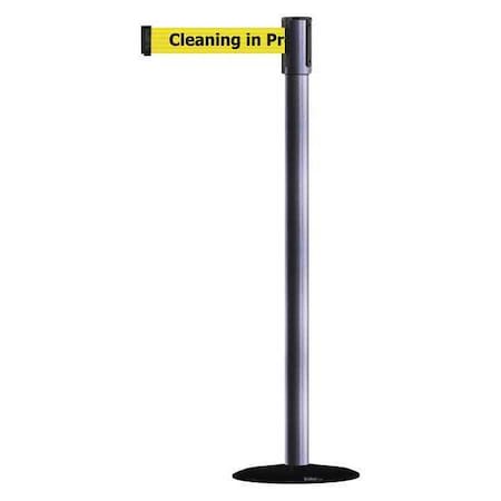 Barrier Post with Belt, 7 1/2 ft Length, 38 in Post Height, Cleaning in Progress MPN:890B-33-73-73-STD-NO-YCX-C