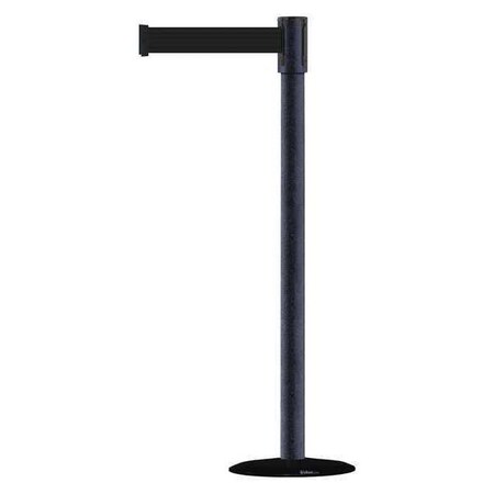 Barrier Post with Belt, Black, 13 ft Length, 38 in Post Height, No Legend, Basics MPN:890B-33-89-89-MAX-NO-B9X-C