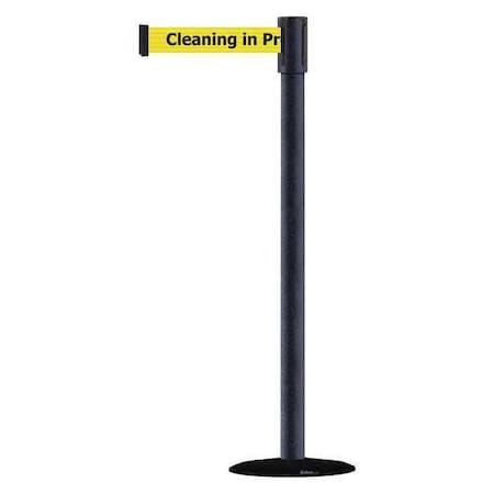 Barrier Post with Belt, Black, 13 ft Length, 38 in Post Height, Cleaning in Progress, Basics MPN:890B-33-89-89-MAX-NO-YCX-C