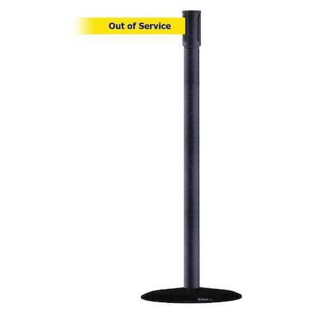 Barrier Post with Belt, Satin Chrome, 13 ft Length, 38 in Post Height, Out of Service, Basics MPN:890B-33-89-89-MAX-NO-YEX-C