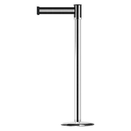 Barrier Post with Belt, Polished Chrome, 13 ft Length, 38 in Post Height, No Legend, Universal MPN:890U-1P-1P-1P-MAX-NO-S3X-C