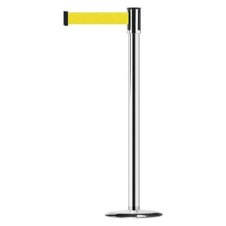 Barrier Post with Belt, Polished Chrome, 13 ft Length, 38 in Post Height, No Legend, Universal MPN:890U-1P-1P-1P-MAX-NO-Y5X-C