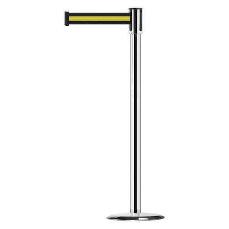 Barrier Post with Belt, Blue/Yellow, 7 1/2 ft Length, 38 in Post Height, No Legend, Stainless steel MPN:890U-1P-1P-1P-STD-NO-S4X-C
