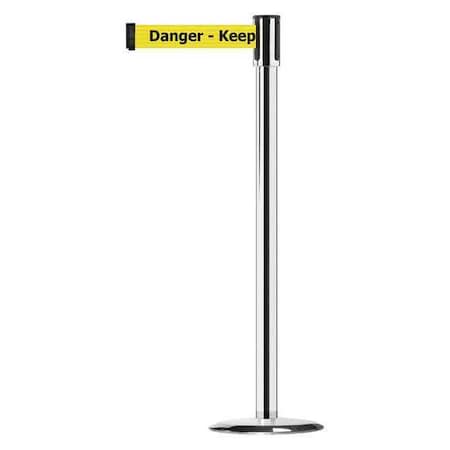 Barrier Post with Belt, 7 1/2 ft Length, 38 in Post Height, Danger Keep Out MPN:890U-1P-1P-1P-STD-NO-YDX-C