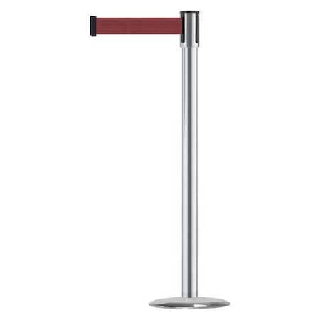 Barrier Post with Belt, Satin Chrome, 13 ft Length, 38 in Post Height, No Legend, Universal MPN:890U-1S-1S-1S-MAX-NO-R7X-C