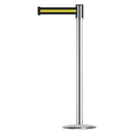 Barrier Post with Belt, Blue/Yellow, 7 1/2 ft Length, 38 in Post Height, No Legend, Stainless steel MPN:890U-1S-1S-1S-STD-NO-S4X-C