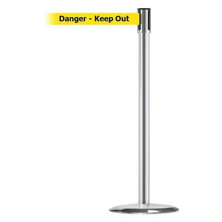 Barrier Post with Belt, 7 1/2 ft Length, 38 in Post Height, Danger Keep Out MPN:890U-1S-1S-1S-STD-NO-YDX-C