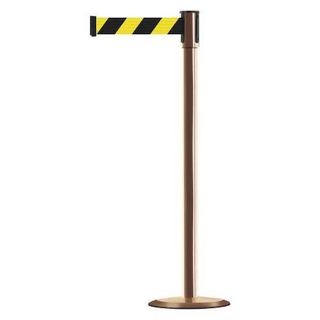 Barrier Post with Belt, Blue/Yellow, 7 1/2 ft Length, 38 in Post Height, No Legend, Stainless steel MPN:890U-2P-2P-2P-STD-NO-D4X-C