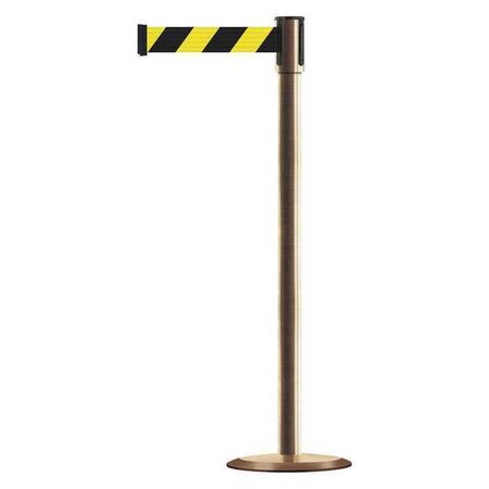 Barrier Post with Belt, Satin Brass, 13 ft Length, 38 in Post Height, No Legend, Universal MPN:890U-2S-2S-2S-MAX-NO-D4X-C