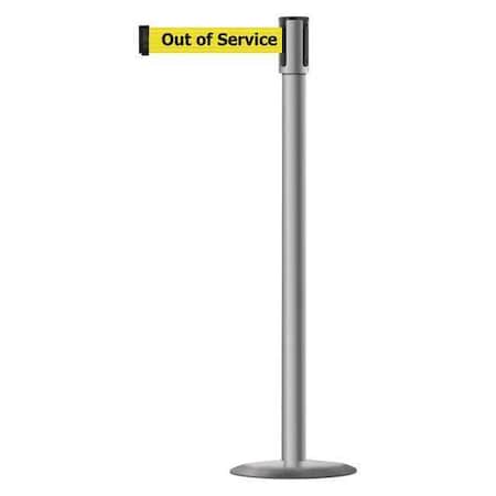Barrier Post with Belt, 7 1/2 ft Length, 38 in Post Height, Out of Service MPN:890U-3P-3P-3P-STD-NO-YEX-C