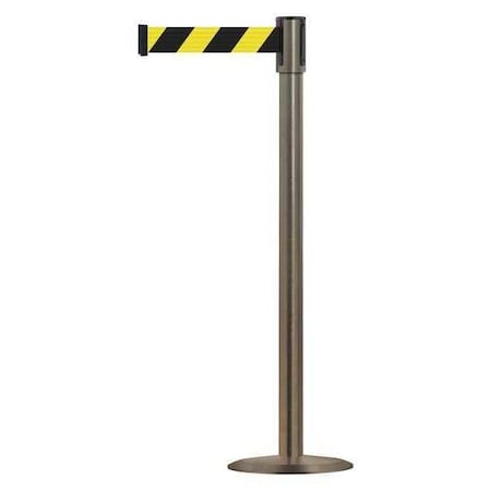 Barrier Post with Belt, Satin Stainless Steel, 13 ft Length, 38 in Post Height, No Legend MPN:890U-3S-3S-3S-MAX-NO-D4X-C