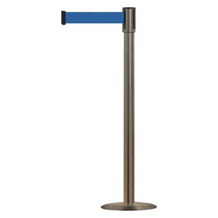Barrier Post with Belt, Satin Stainless Steel, 13 ft Length, 38 in Post Height, No Legend MPN:890U-3S-3S-3S-MAX-NO-L5X-C