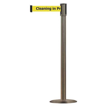 Barrier Post with Belt, Polished Stainless Steel, 13 ft Length, 38 in Post Height, Universal MPN:890U-3S-3S-3S-MAX-NO-YCX-C