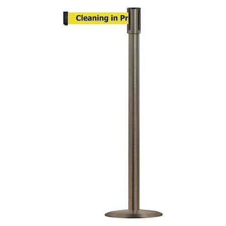Barrier Post with Belt, 7 1/2 ft Length, 38 in Post Height, Cleaning in Progress MPN:890U-3S-3S-3S-STD-NO-YCX-C