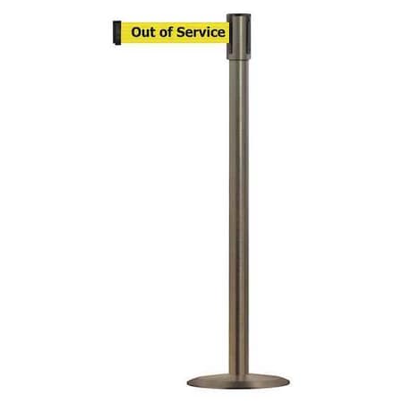 Barrier Post with Belt, 7 1/2 ft Length, 38 in Post Height, Out of Service MPN:890U-3S-3S-3S-STD-NO-YEX-C