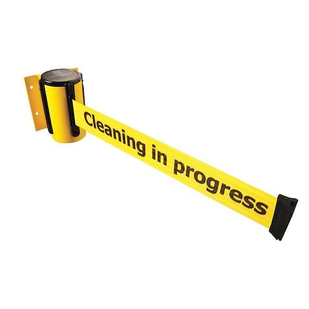 Retractable Belt Barrier, 7 1/2 ft Length, Cleaning in Progress, Yellow MPN:896-STD-35-STD-NO-YCX-C