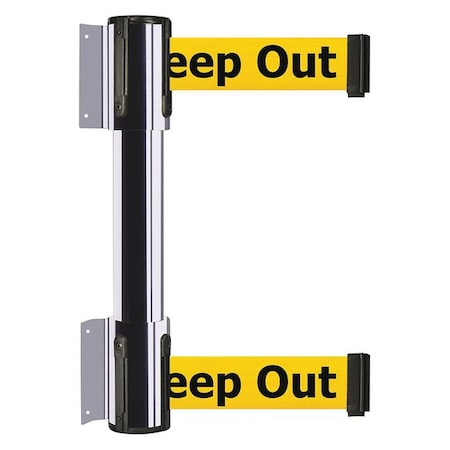 Belt Barrier, Polished Chrome, 13 ft Length, 16 1/2 in Post Height, Danger Keep Out MPN:896T2-1P-MAX-YDX-C