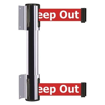 Belt Barrier, Polished Chrome, 7 1/2 ft Length, 16 1/2 in Post Height, Danger Keep Out MPN:896T2-1P-STD-RHX-C