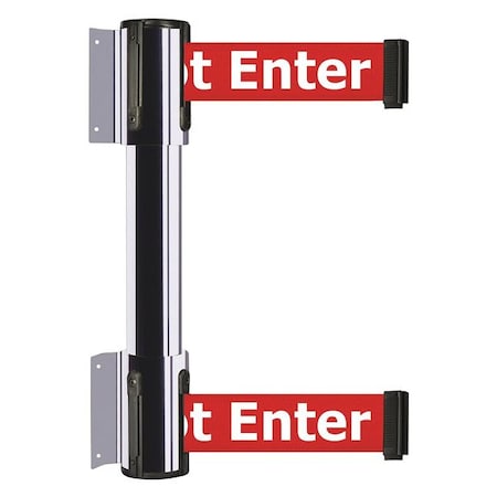 Belt Barrier, Polished Chrome, 7 1/2 ft Length, 16 1/2 in Post Height, Danger Do Not Enter MPN:896T2-1P-STD-RIX-C
