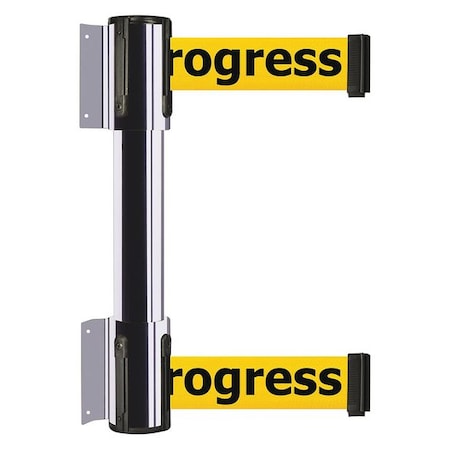 Belt Barrier, Polished Chrome, 7 1/2 ft Length, 16 1/2 in Post Height, Cleaning in Progress MPN:896T2-1P-STD-YCX-C