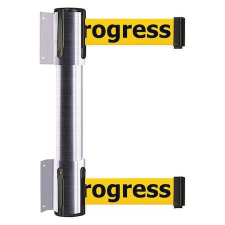 Belt Barrier, Satin Chrome, 13 ft Length, 16 1/2 in Post Height, Cleaning in Progress MPN:896T2-1S-MAX-YCX-C