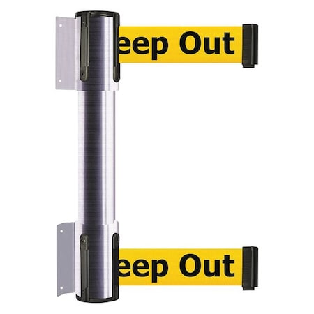Belt Barrier, Satin Chrome, 13 ft Length, 16 1/2 in Post Height, Danger Keep Out MPN:896T2-1S-MAX-YDX-C