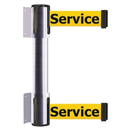 Belt Barrier, Satin Chrome, 13 ft Length, 16 1/2 in Post Height, Out of Service MPN:896T2-1S-MAX-YEX-C