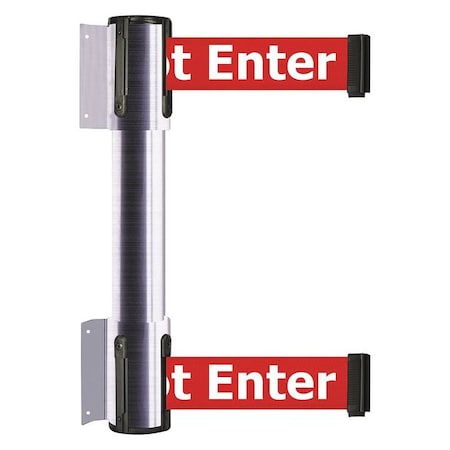 Belt Barrier, Satin Chrome, 7 1/2 ft Length, 16 1/2 in Post Height, Caution Do Not Enter MPN:896T2-1S-STD-RGX-C