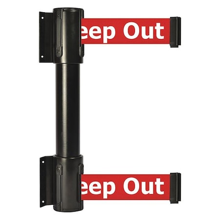 Belt Barrier, Black, 13 ft Length, 16 1/2 in Post Height, Danger Keep Out MPN:896T2-33-MAX-RHX-C