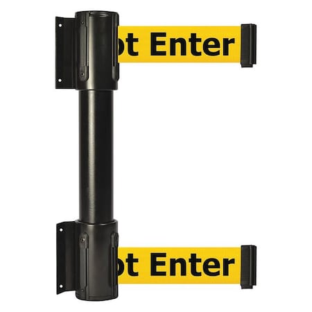 Belt Barrier, Black, 13 ft Length, 16 1/2 in Post Height, Caution Do Not Enter MPN:896T2-33-MAX-YAX-C