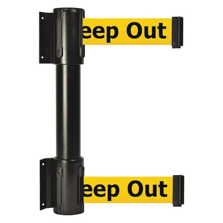 Belt Barrier, Black, 13 ft Length, 16 1/2 in Post Height, Danger Keep Out MPN:896T2-33-MAX-YDX-C