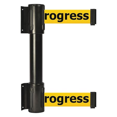Belt Barrier, Black, 7 1/2 ft Length, 16 1/2 in Post Height, Cleaning in Progress MPN:896T2-33-STD-YCX-C