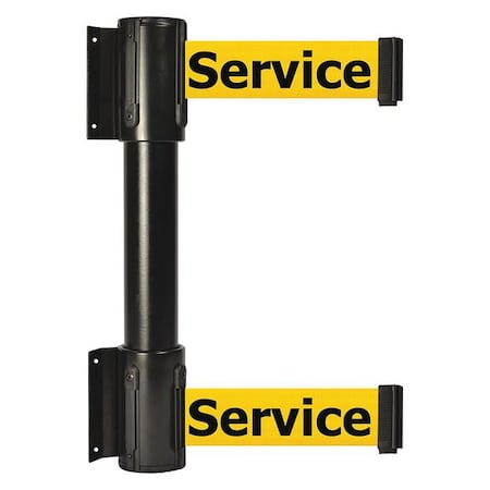 Belt Barrier, Black, 7 1/2 ft Length, 16 1/2 in Post Height, Out of Service MPN:896T2-33-STD-YEX-C