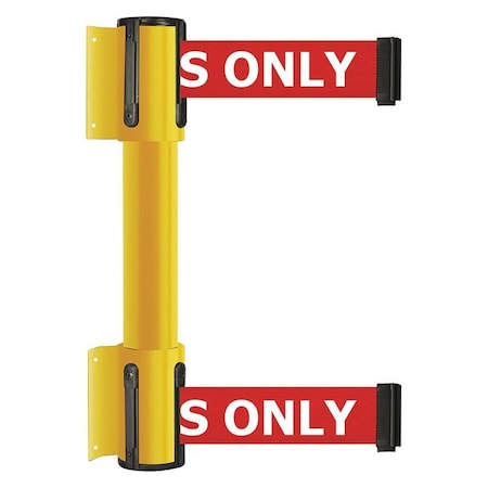 Belt Barrier, Yellow, 7 1/2 ft Length, 16 1/2 in Post Height, Authorized Access Only MPN:896T2-35-STD-RAX-C