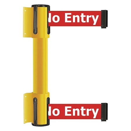 Belt Barrier, Yellow, 7 1/2 ft Length, 16 1/2 in Post Height, No Entry MPN:896T2-35-STD-RBX-C