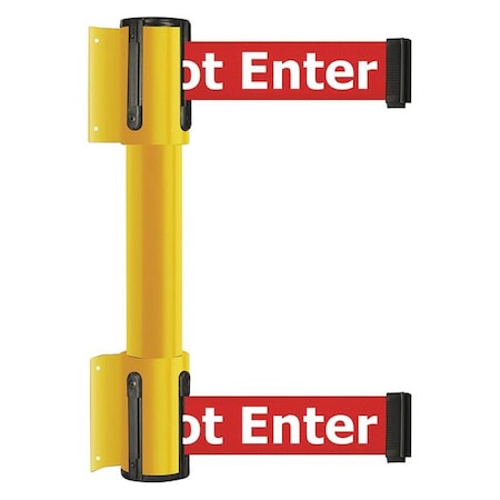 Belt Barrier, Yellow, 7 1/2 ft Length, 16 1/2 in Post Height, Danger Do Not Enter MPN:896T2-35-STD-RIX-C
