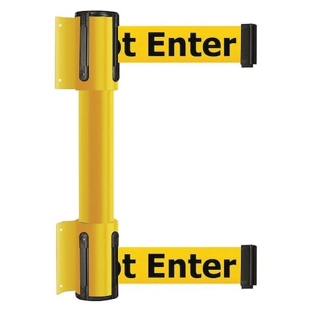 Belt Barrier, Yellow, 7 1/2 ft Length, 16 1/2 in Post Height, Caution Do Not Enter MPN:896T2-35-STD-YAX-C