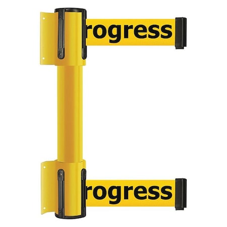 Belt Barrier, Yellow, 7 1/2 ft Length, 16 1/2 in Post Height, Cleaning in Progress MPN:896T2-35-STD-YCX-C