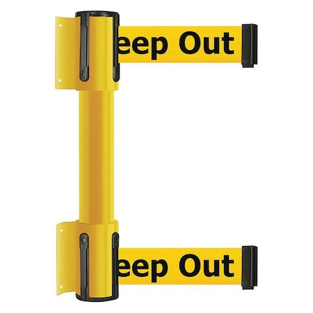 Belt Barrier, Yellow, 7 1/2 ft Length, 16 1/2 in Post Height, Danger Keep Out MPN:896T2-35-STD-YDX-C